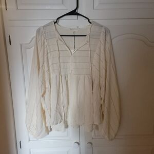 Promesa Cream Striped Pleasant Blouse